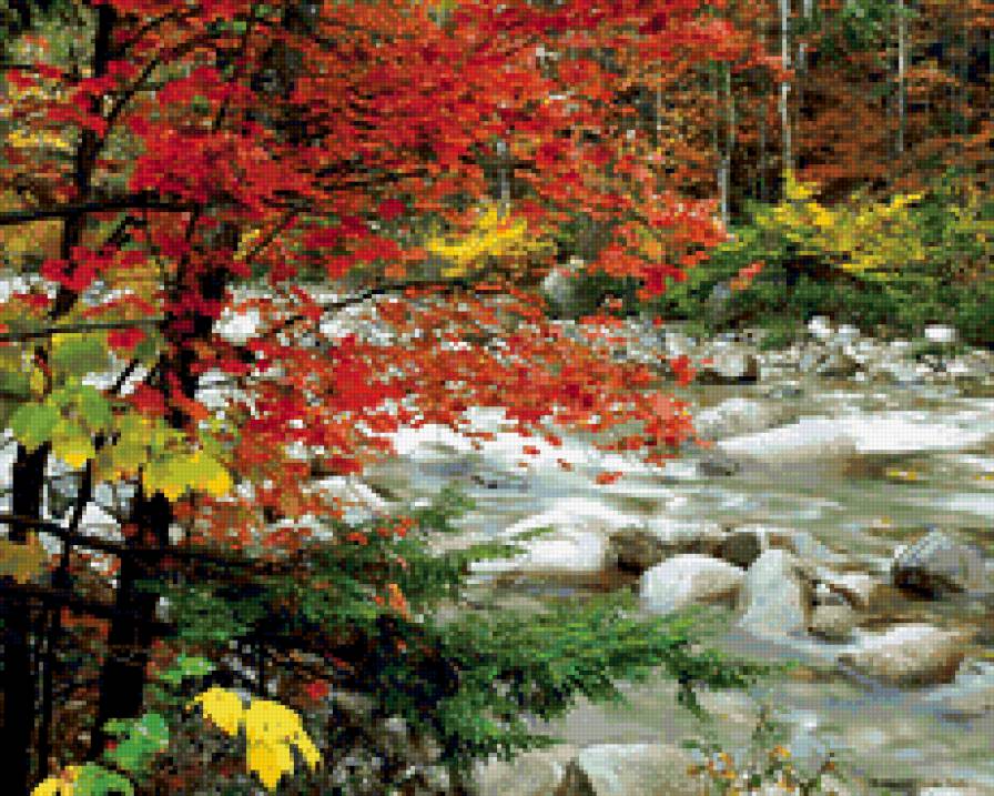 Осенний пейзаж - каскад, осень - предпросмотр