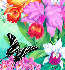 Оригинал схемы вышивки «Орхидеи и бабочка» (№336947)