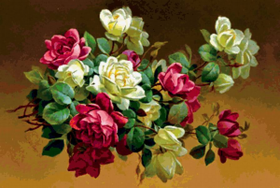 розы 1 - живопись, розы, цветы, букет - предпросмотр