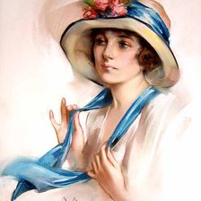 Оригинал схемы вышивки «девушка в шляпке» (№337819)
