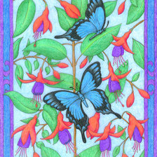 Оригинал схемы вышивки «Цветы и бабочки» (№337920)