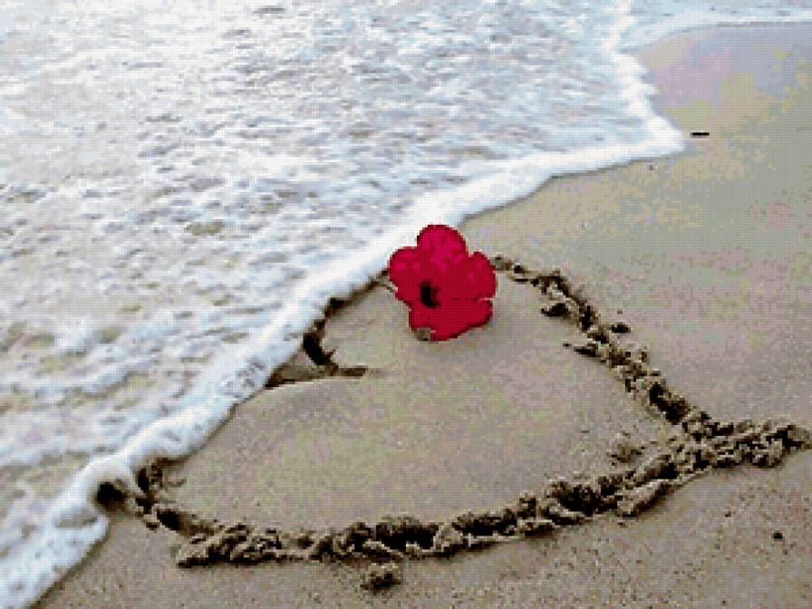 Любовь - любовь, цветок, море, сердце, волна - предпросмотр
