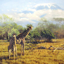 Схема вышивки «Жирафы на фоне Килиманджаро.»