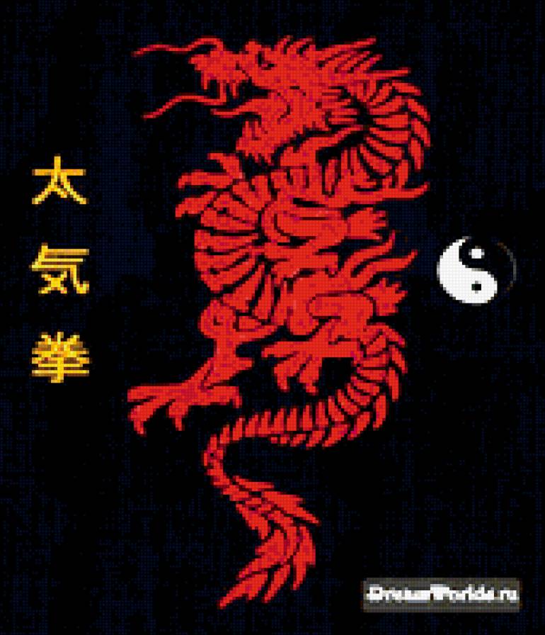 Японский дракон в2 - японский дракон, япоский мотив, дракон, японская схема - предпросмотр