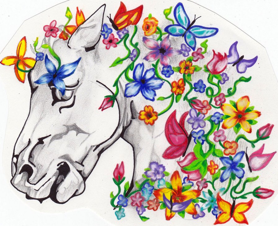 Цветочная лошадка - год лошади, лошади, животные, цветочные лошадки, цветы, кони - оригинал