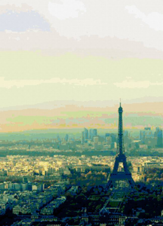 Париж утром - эйфелева башня, париж, квартал ля дефанс на заднем план, франция - предпросмотр