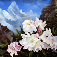 Схема вышивки «Цветы на фоне гор.»