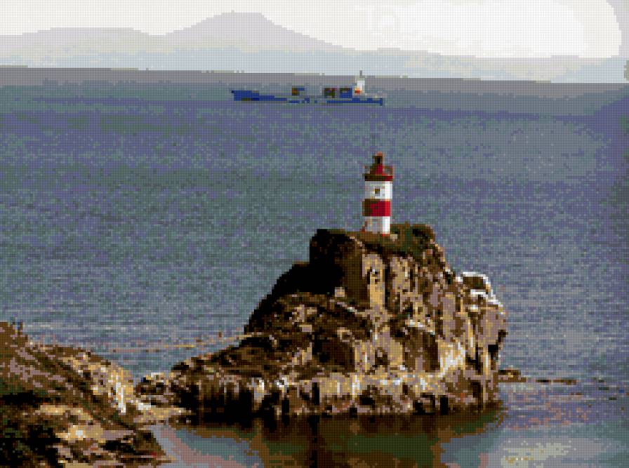 маяк - корабль, маяк, море, вода - предпросмотр
