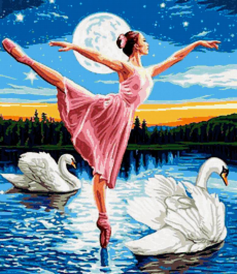 Лебединое озеро - озеро, балерина, лебеди, балет - предпросмотр