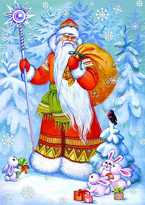 Дед Мороз - зайчики, елочки, дед мороз - оригинал