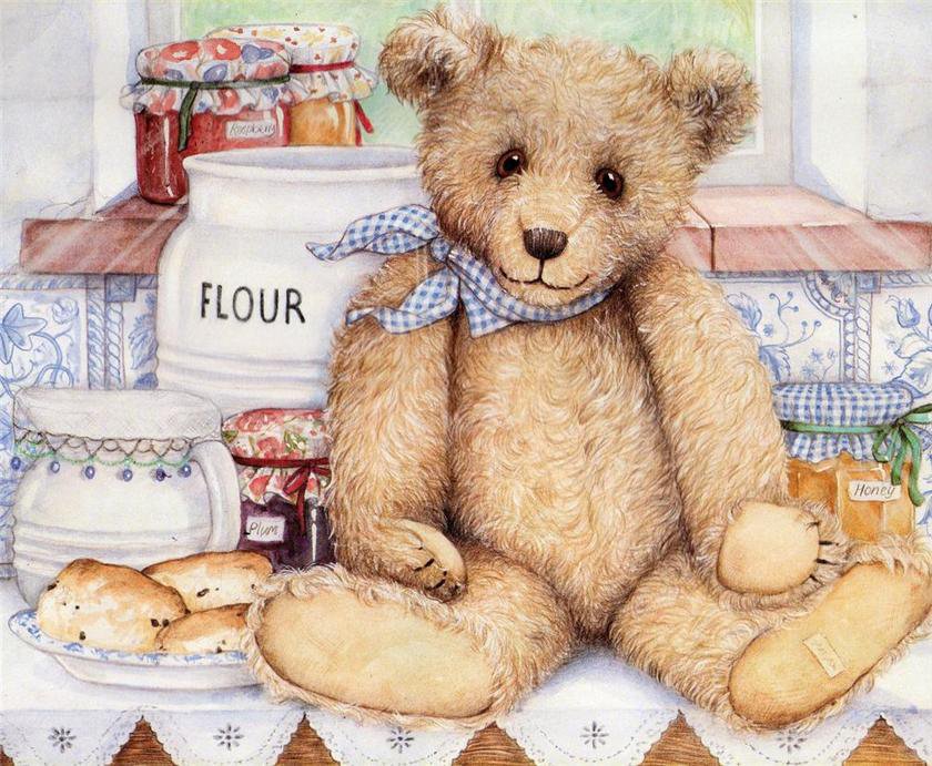 Медвежонок - игрушки, детская картина, цветы, мишки тедди, медвежата, медведи - оригинал