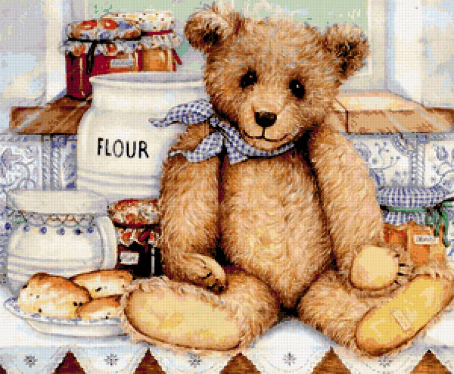 Медвежонок - цветы, мишки тедди, детская картина, медведи, игрушки, медвежата - предпросмотр