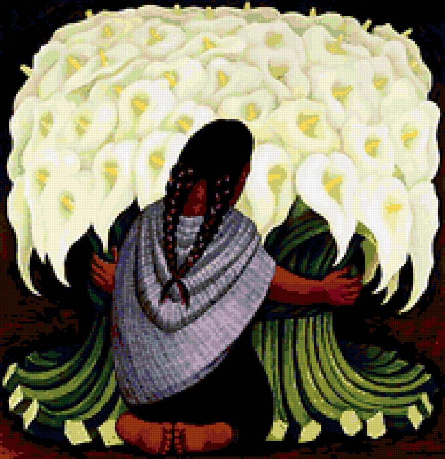 Диего Ривера-Каллы Лили Вендор - картина, цветы, фрида, ривера, мексика, каллы - предпросмотр