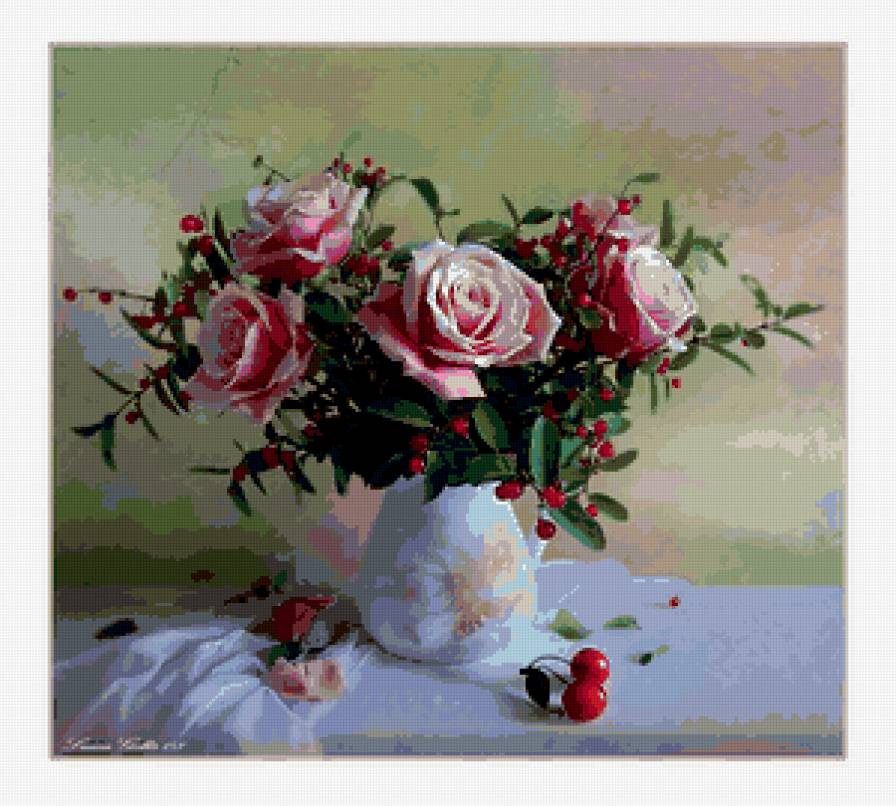 Розы - букет, цветы, натюрморт, розы - предпросмотр