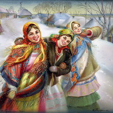 Оригинал схемы вышивки «прогулка зимой» (№344628)