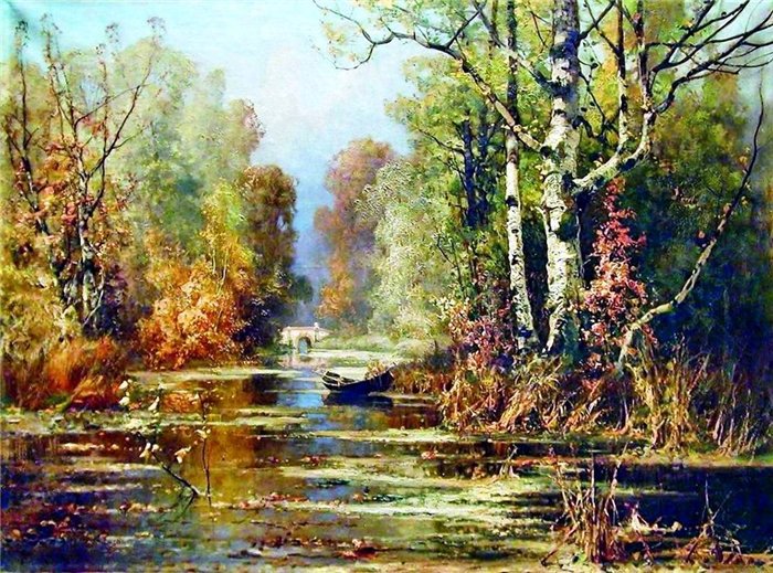 пейзаж - река, отражение, деревья, пейзаж - оригинал