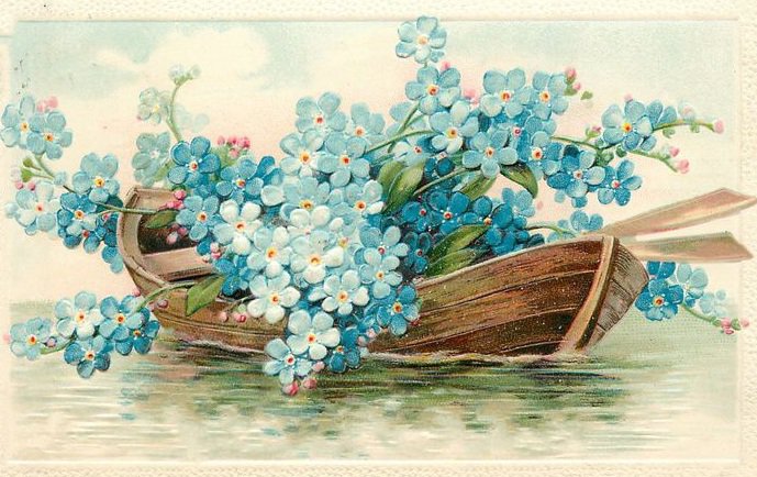лодка - цветы, фиалки - оригинал