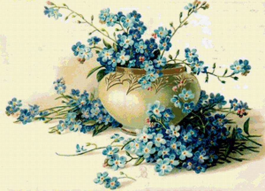 цветы в вазе - фиалки - предпросмотр