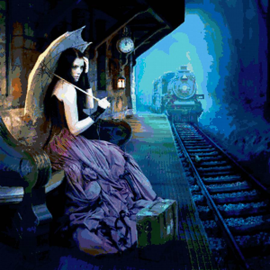 В ожидании - девушка, поезд, вокзал - предпросмотр