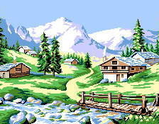 Схема вышивки «альпийская деревня»