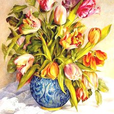 Оригинал схемы вышивки «тюльпаны» (№346385)