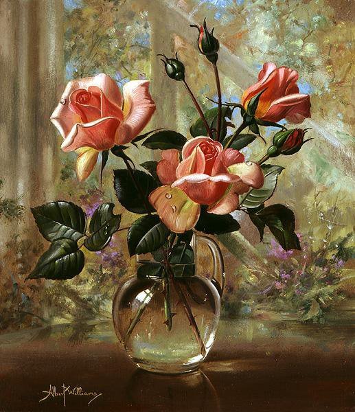 3 розы от Альберта Уильямса - цветы, ваза, розы, букет - оригинал