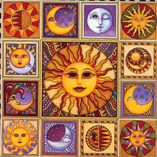 Схема вышивки «месяц  и солнце (подушка)»