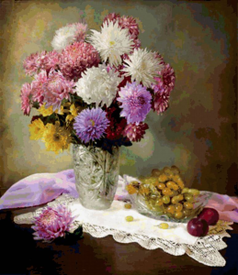 №347912 - фрукты, цветы, букет, натюрморт - предпросмотр