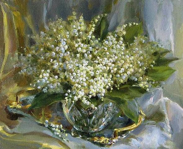 Картина Екатерины Калиновской 2 - ландыши, картина, букет, цветы - оригинал