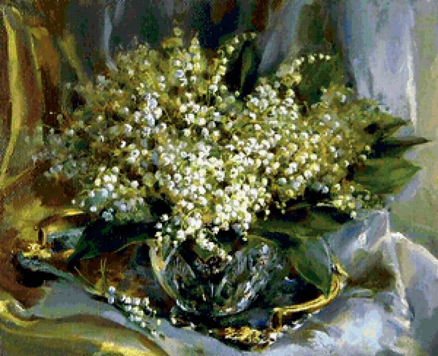 Картина Екатерины Калиновской 2 - ландыши, цветы, букет, картина - предпросмотр