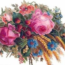 Оригинал схемы вышивки «Розы и полевые цветы» (№349401)