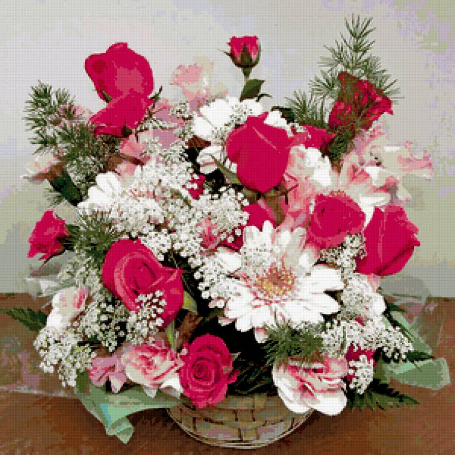 №349846 - букет, подушка, розы, цветы - предпросмотр