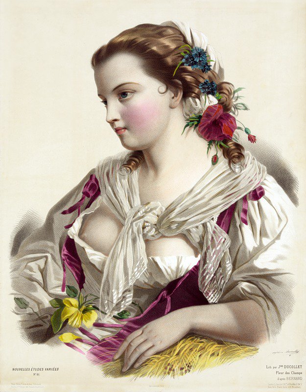 Девушка с цветами - портрет, девушки жозефины дюколле, девушки - оригинал
