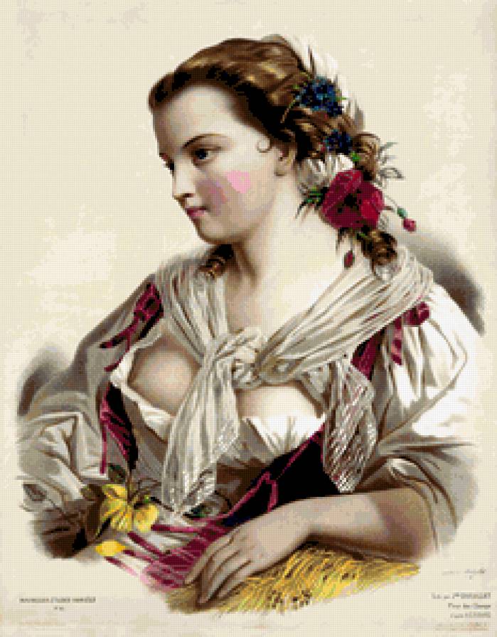 Девушка с цветами - девушки, портрет, девушки жозефины дюколле - предпросмотр