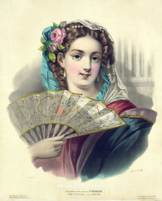 Девушка с веером - девушки жозефины дюколле, портрет, девушки - оригинал