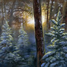 Оригинал схемы вышивки «Зимой в лесу» (№350823)