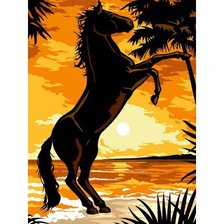 Оригинал схемы вышивки «Конь на закате» (№351820)