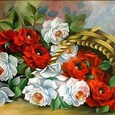 Оригинал схемы вышивки «розы красные и белые» (№353045)