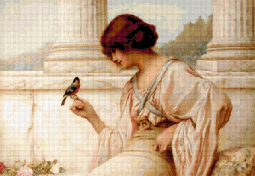 Девушка с птицей. - девушки, античные мотивы, птицы - предпросмотр