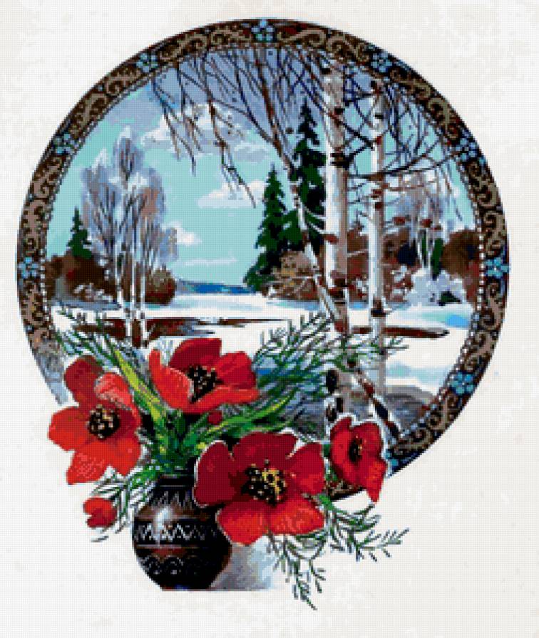 старые открытки - ретро, цветы, времена года, открытка, пейзаж, весна, природа - предпросмотр