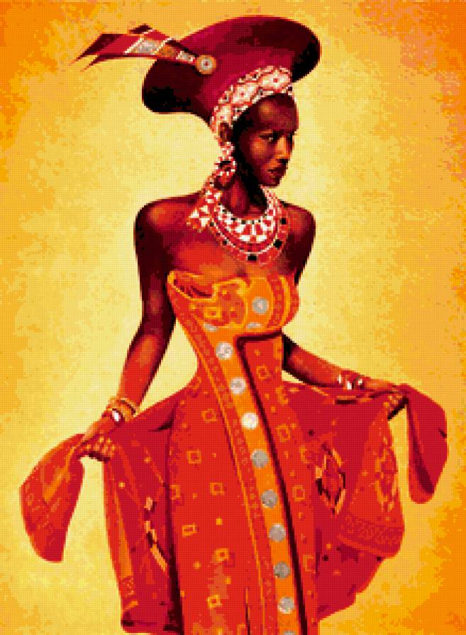 Голая африканская девушка в розовом платье 