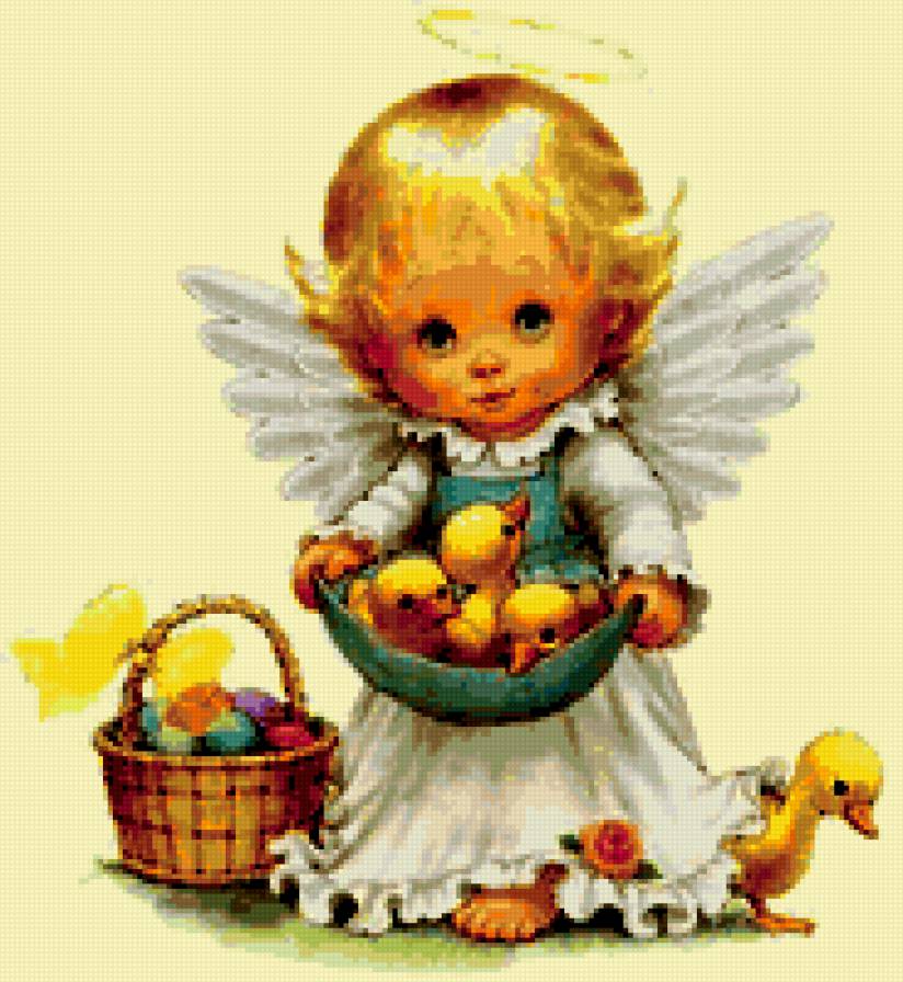 пасха, ангел - пасха, дети, ребенок, ангел, ангелочки, пасхальные яйца, утята - предпросмотр
