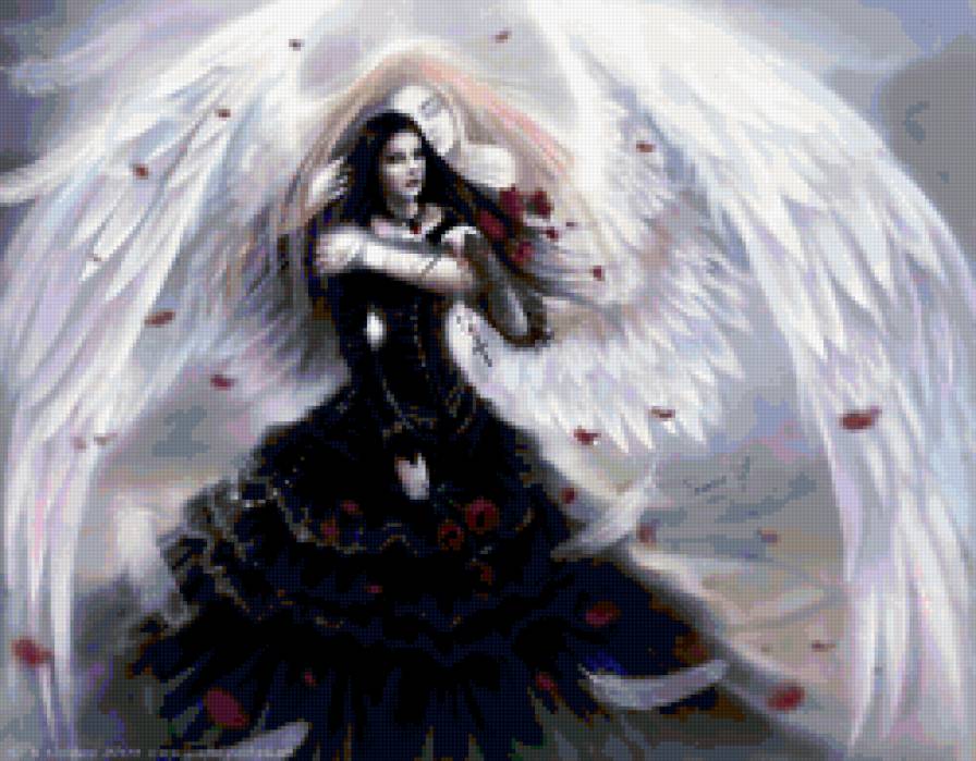 Девушка и ангел-хранитель - девушка, фэнтези, ангел - предпросмотр