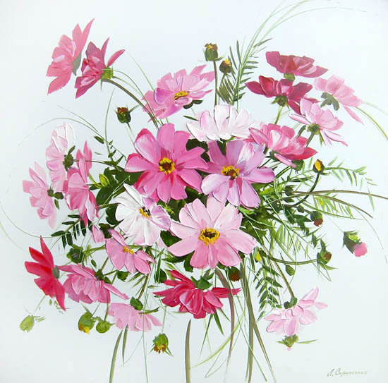 Розовые цветы (по картине Л. Скрипченко) - цветы - оригинал