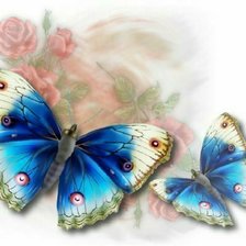 Оригинал схемы вышивки «Синие бабочки» (№357306)