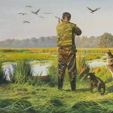 Оригинал схемы вышивки «Юрий Александрович Зосич . Картина : охота на уток.» (№358162)
