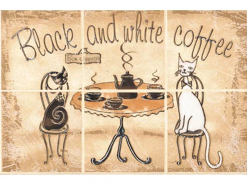 кошки - кофе, для кухни, coffee, панно, завтрак, кошки - оригинал