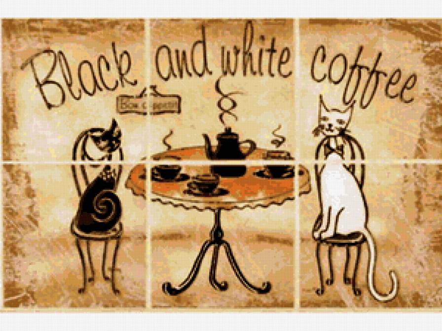 кошки - для кухни, кошки, кофе, coffee, завтрак, панно - предпросмотр