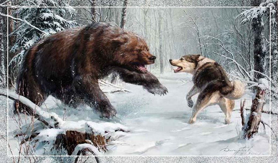 охота - охота, медведь, лес, собака - оригинал