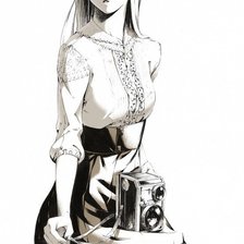 Оригинал схемы вышивки «девушка и фотоаппарат» (№361823)